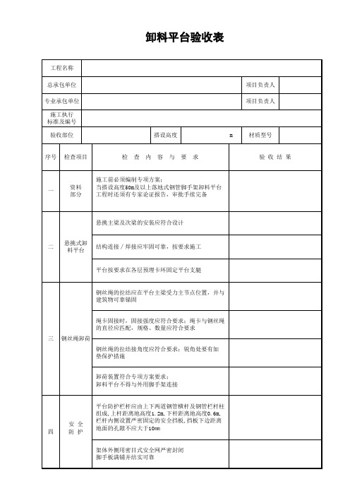 卸料平台验收表