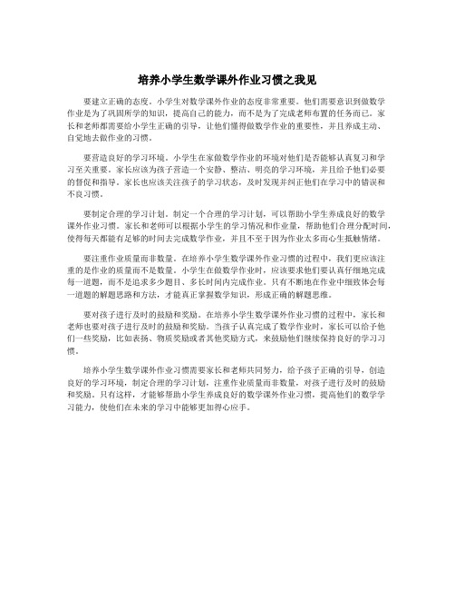 培养小学生数学课外作业习惯之我见