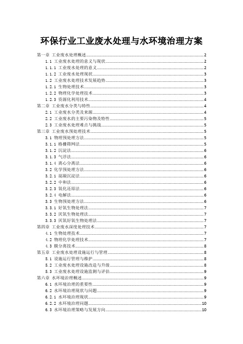 环保行业工业废水处理与水环境治理方案