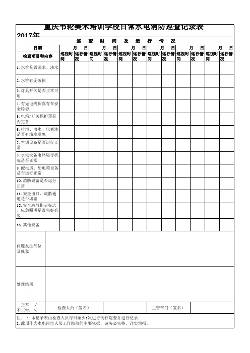 日常水电消防巡查记录表