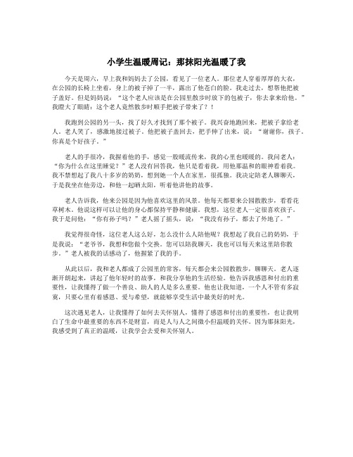 小学生温暖周记：那抹阳光温暖了我