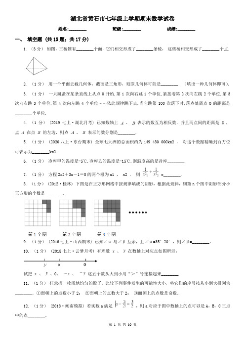 湖北省黄石市七年级上学期期末数学试卷