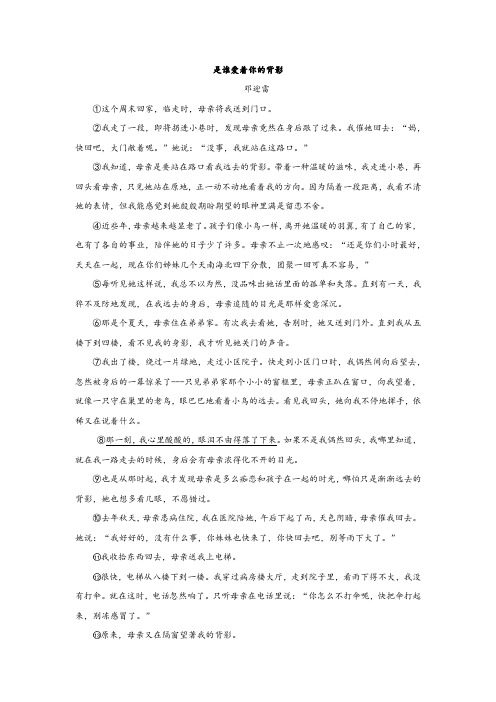 中考现代文阅读——邓迎雷《是谁爱着你的背影》