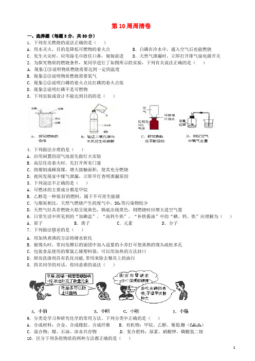 广东省河源市中国教育学会中英文实验学校九年级化学下学期第10周周清试题 新人教版