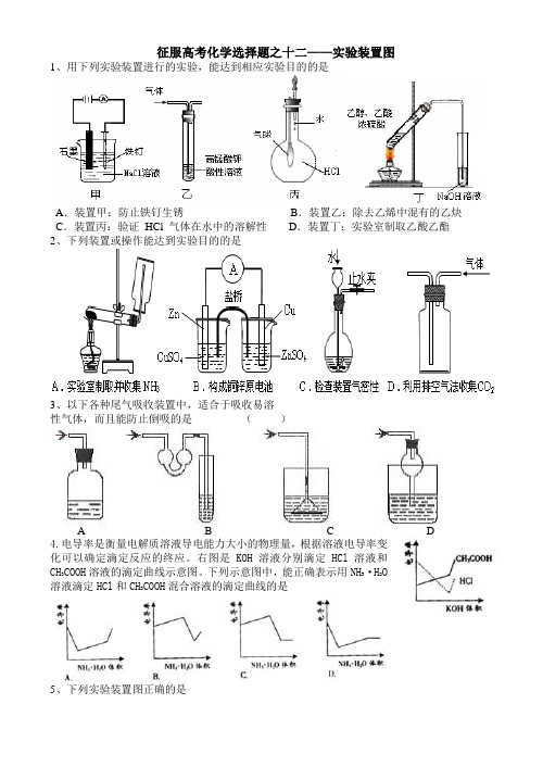 征服高考化学选择题之十二——实验装置图.doc