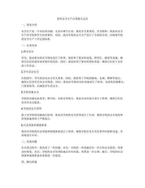 老师安全生产自查报告总结