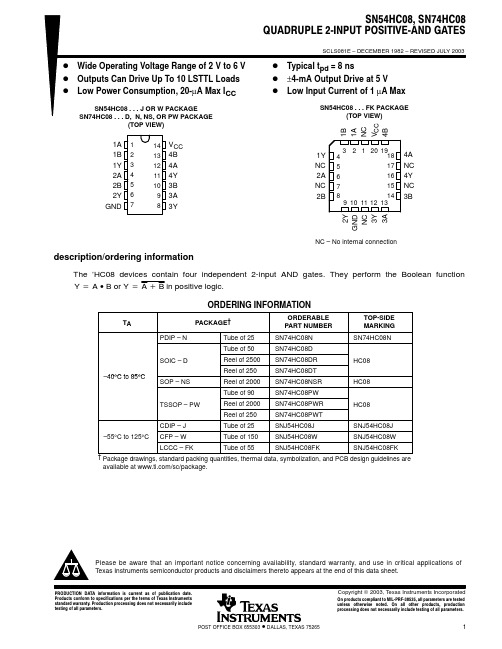 SN54HC08中文资料