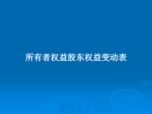 所有者权益股东权益变动表PPT教案