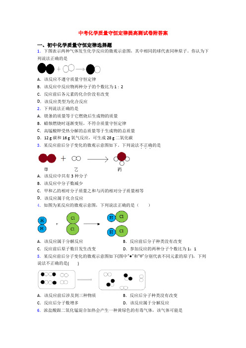 中考化学质量守恒定律提高测试卷附答案