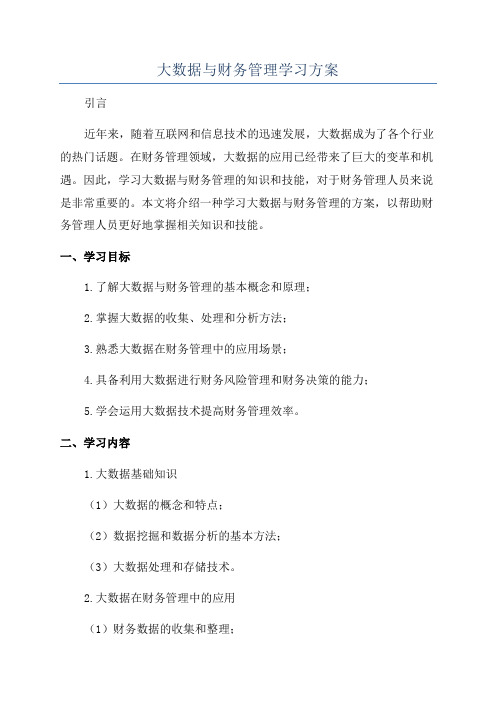 大数据与财务管理学习方案