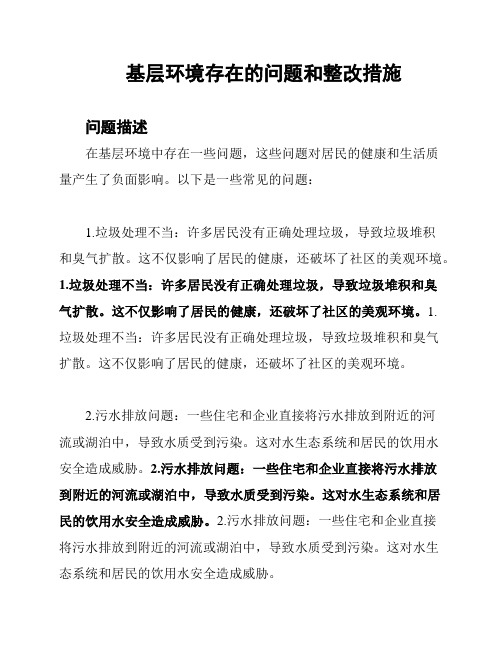 基层环境存在的问题和整改措施