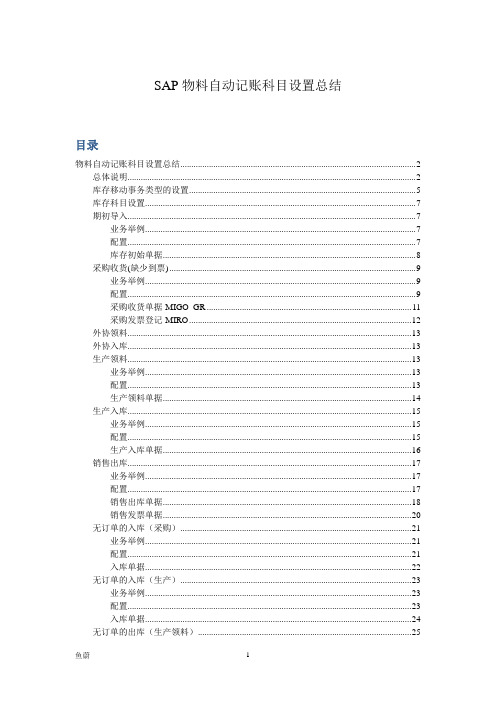 2020年SAPMMConfiguration物料自动记账科目设置(详细)参照模板