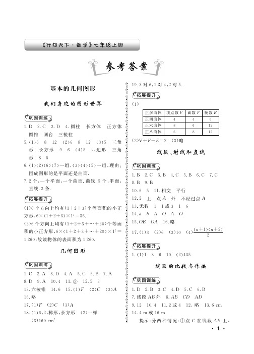 数学七上行知天下参考答案