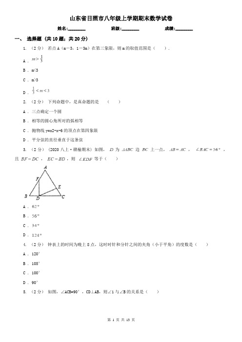 山东省日照市八年级上学期期末数学试卷