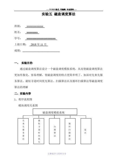 磁盘调度算法实验设计报告