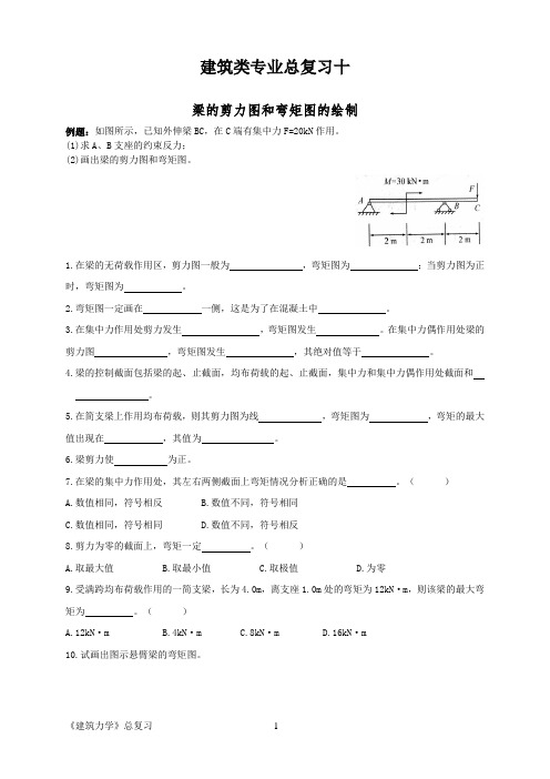 单独考试建筑类理论复习十：梁的剪力图和弯矩图的绘制