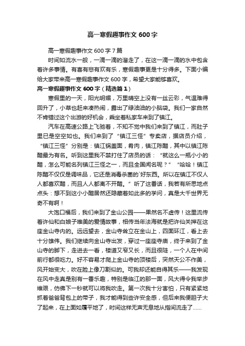 高一寒假趣事作文600字