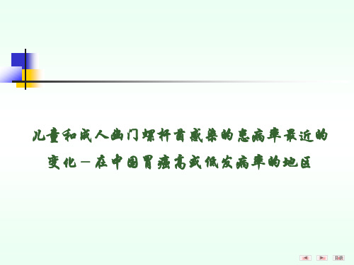 儿童和成人幽门螺杆菌感染的患病率最近的变化-在中国胃癌高或低发生率的地区