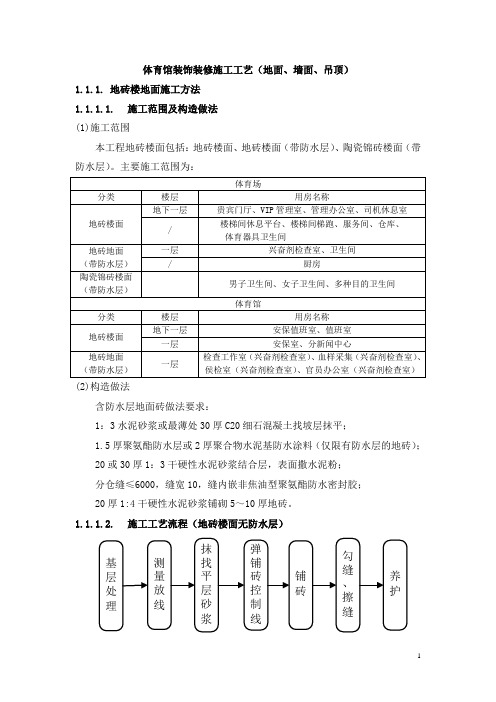 体育馆装饰装修施工工艺(地面、墙面、吊顶)_secret