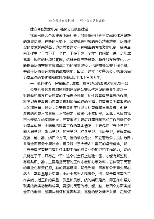 建立考核激励机制??强化公安队伍建设_会议发言稿_