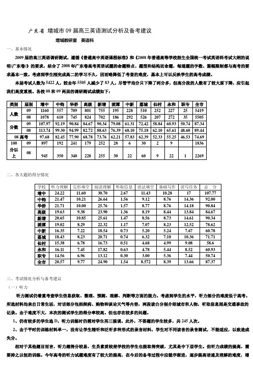 福建省厦门六中2008—2009学年上学期高三期