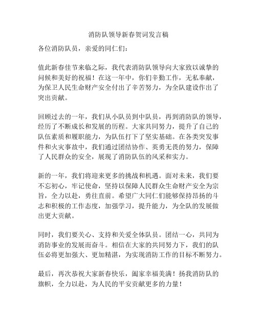 消防队领导新春贺词发言稿