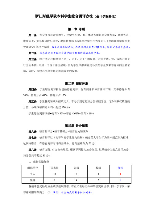 浙江财经学院本科学生综合测评办法介绍