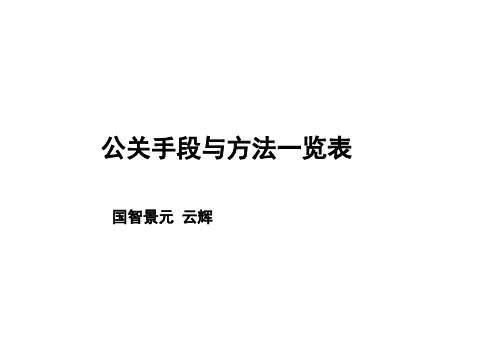 公关手段与方法一览表