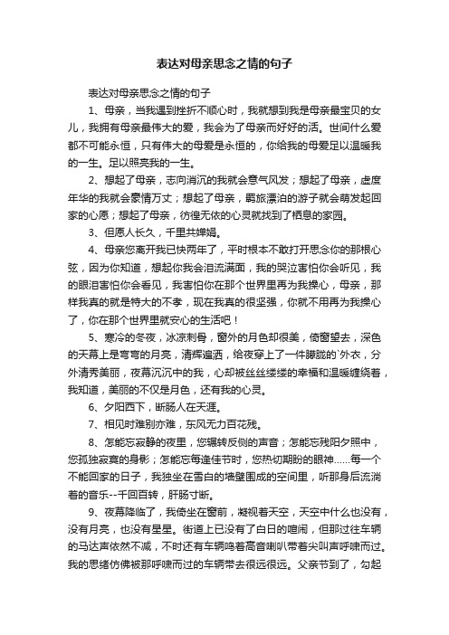 表达对母亲思念之情的句子