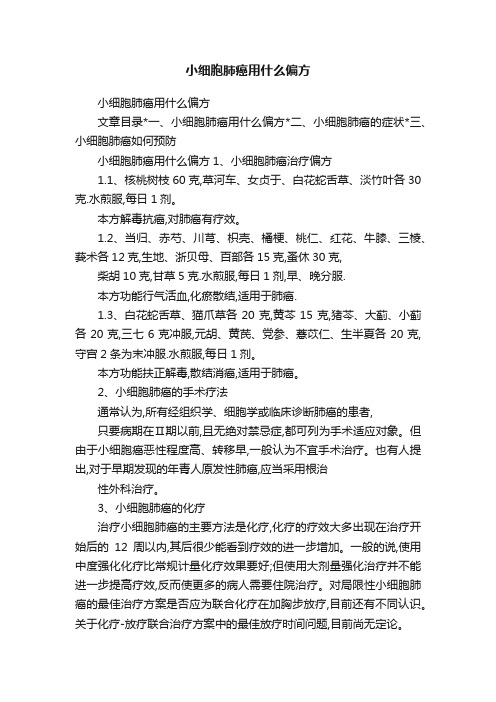 小细胞肺癌用什么偏方