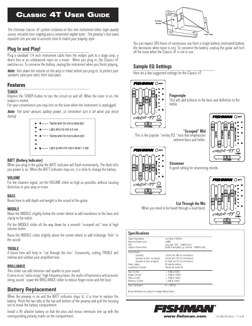 Fishman Classic 4T 电子拾音器系统说明书