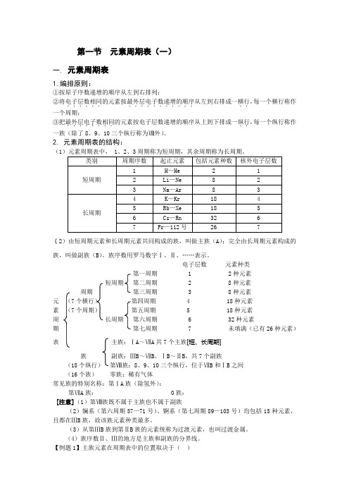 第一节  元素周期表(一)