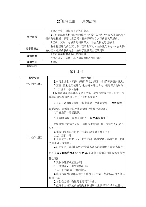 人教部编版四年级上册语文 27.故事两则 教案