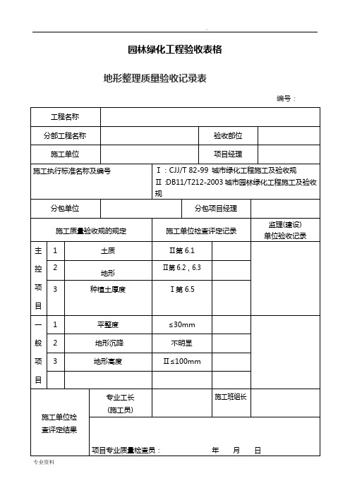 园林绿化工程验收最全表格 (样板)