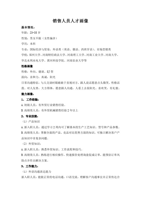 销售人员人才画像