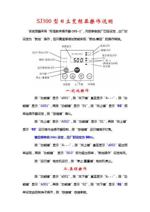 日立变频器操作说明(SJ300)