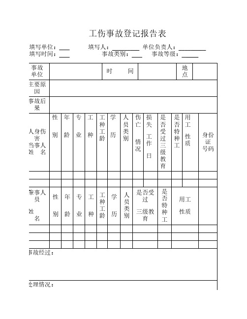 人身伤害事故登记报告表