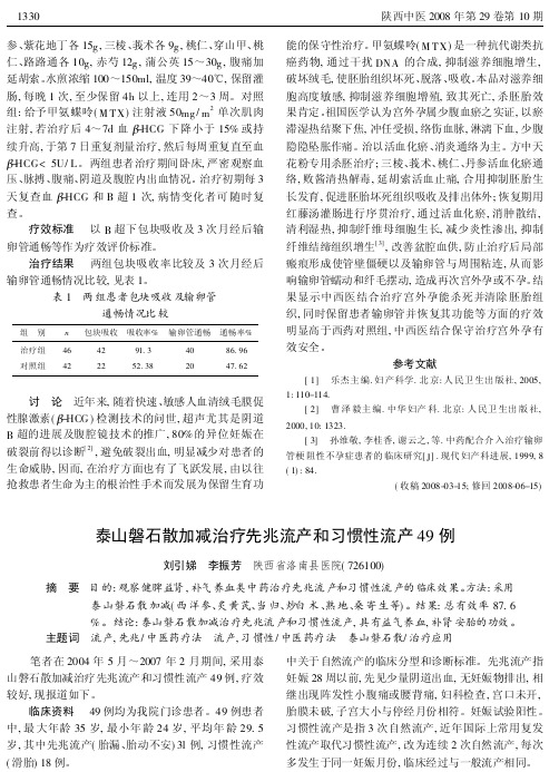 泰山磐石散加减治疗先兆流产和习惯性流产49例