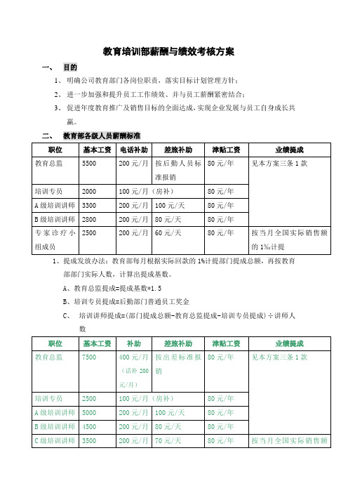 教育部薪酬与绩效考核方案