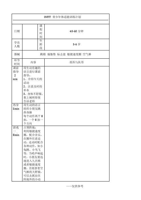 INFIT青少年体适能训练计划2