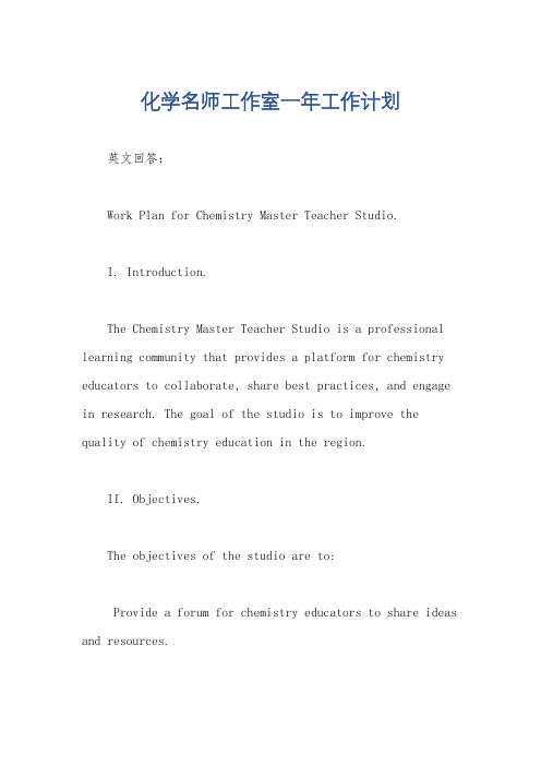 化学名师工作室一年工作计划