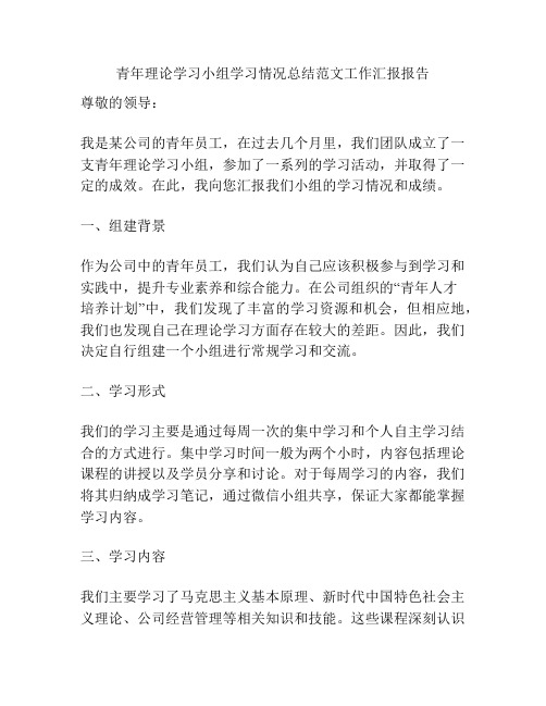 青年理论学习小组学习情况总结范文工作汇报报告