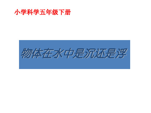 五年级下册科学课件-1.1物体在水中是沉还是浮教科版PPT