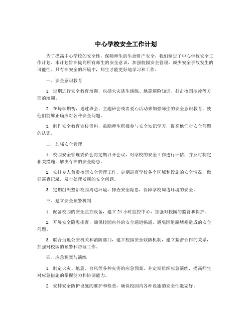 中心学校安全工作计划