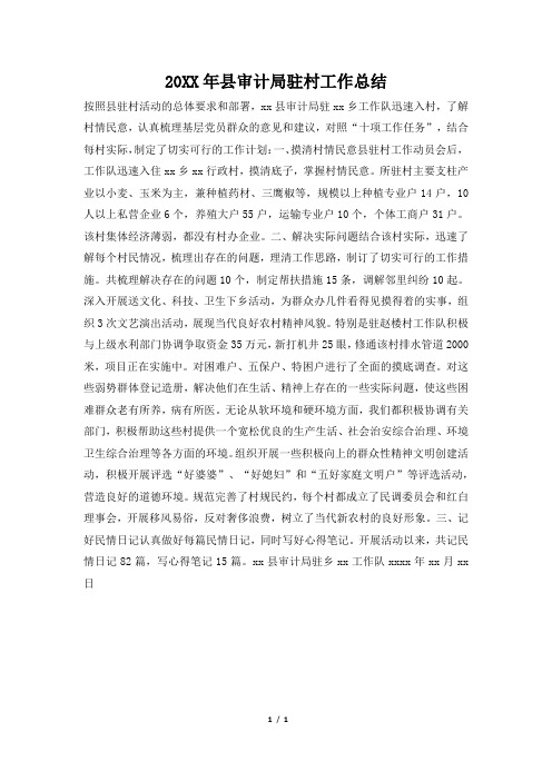 2019年县审计局驻村工作总结