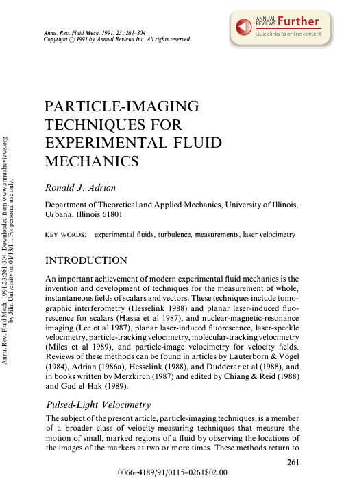 Particle-Imaging Techniques For Experimental Fluid Mechanics