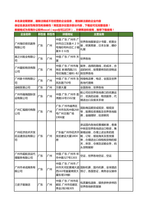 新版广东省广州世界各地工商企业公司商家名录名单联系方式大全40家