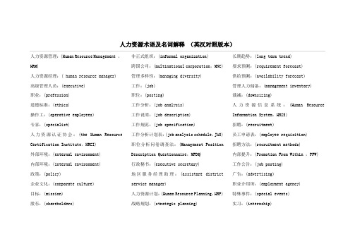 人力资源术语及名词解释(DOC 48页)【全实用资料】