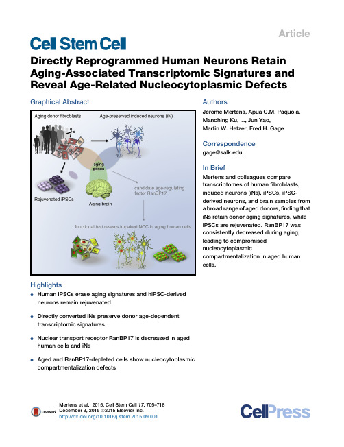 Directly Reprogrammed Human Neurons Aging-Associated Transcriptomic Signatures