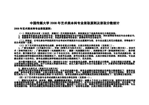 中国传媒大学艺术类本科专业录取原则及录取分数统计